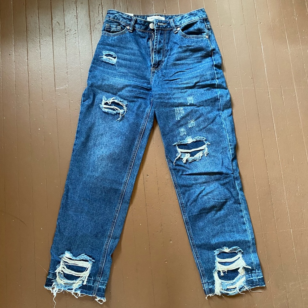 Almost Famous Dark Wash Ripped Patched Jeans Juniors Size 3 Adult Size 0/2